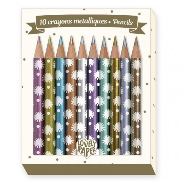 Mini színes ceruza készlet - Metál, 10db