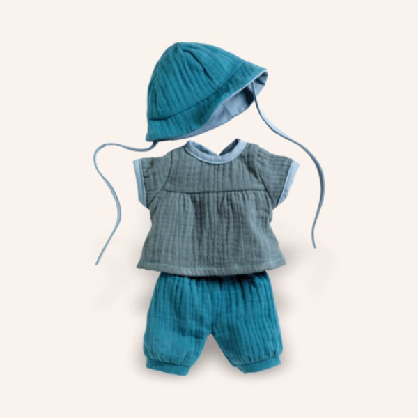 Játék baba ruha - Nyár, tengerzöld, kék