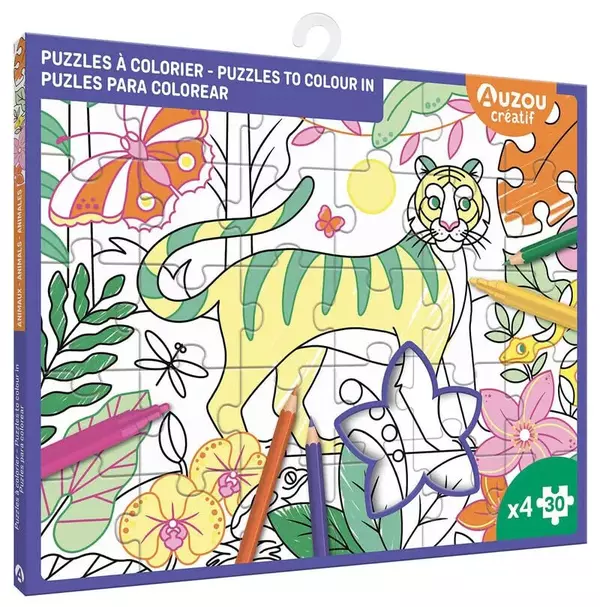 Színezhető puzzle kreatív készlet - 4 kép - Állatok