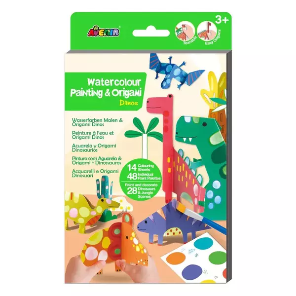 Akvarell festő és origami készlet - Dinoszaurusz