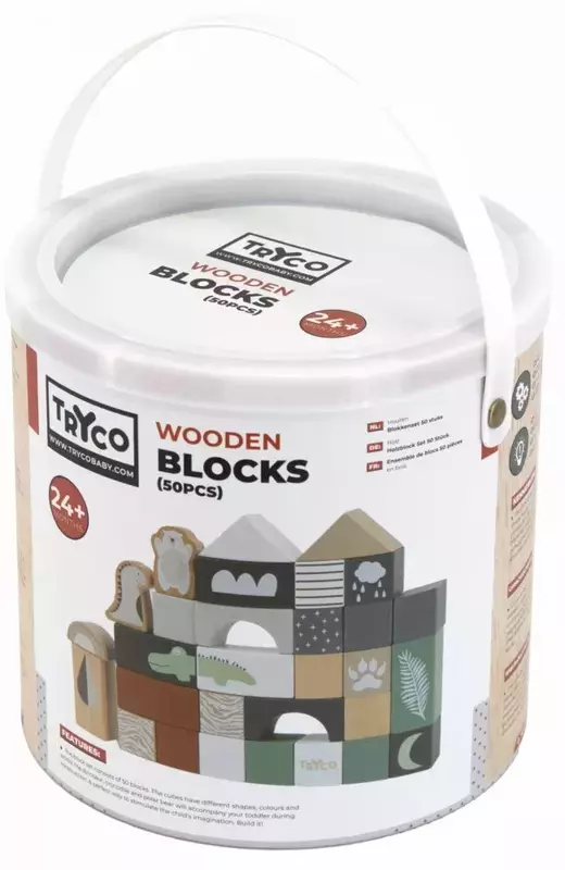 Fa építőkocka szett - 50db