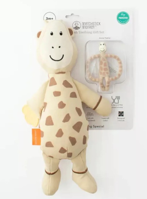 Rágózsiráf és zsiráfos plüss szett