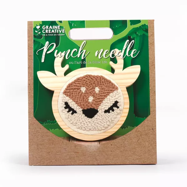 Punch needle hímzőkészlet - Őzike - 15 cm