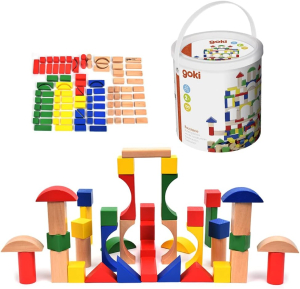 Fa építőkocka készlet - 100db