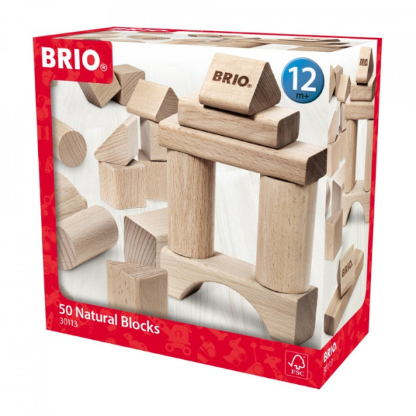 Brio - Építő szett, natúr - 50 darabos