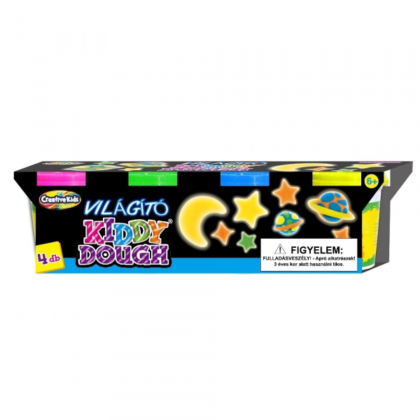 Kiddy Dough sötétben világító gyurma, 4 db