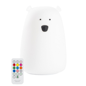 Szilikon éjjeli fény távirányítóval - Medve - Fehér