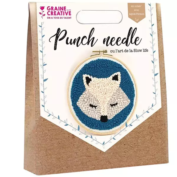 Punch needle hímzőkészlet - Róka - 20 cm