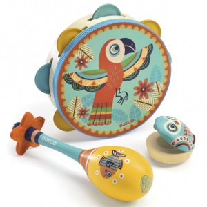 Játékhangszer készlet - Tambourine, maracas, castanet