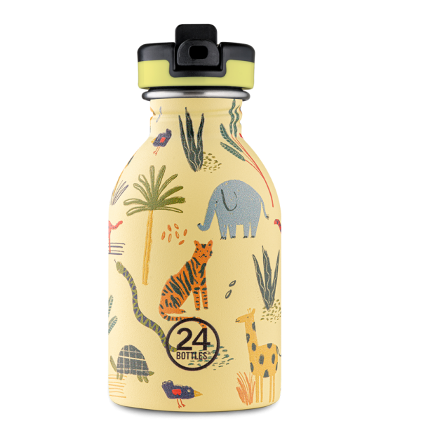 24 Bottles - Kids Urban rozsdamentes acél kulacs - Jungle Friends - 250ml - Szívószállal