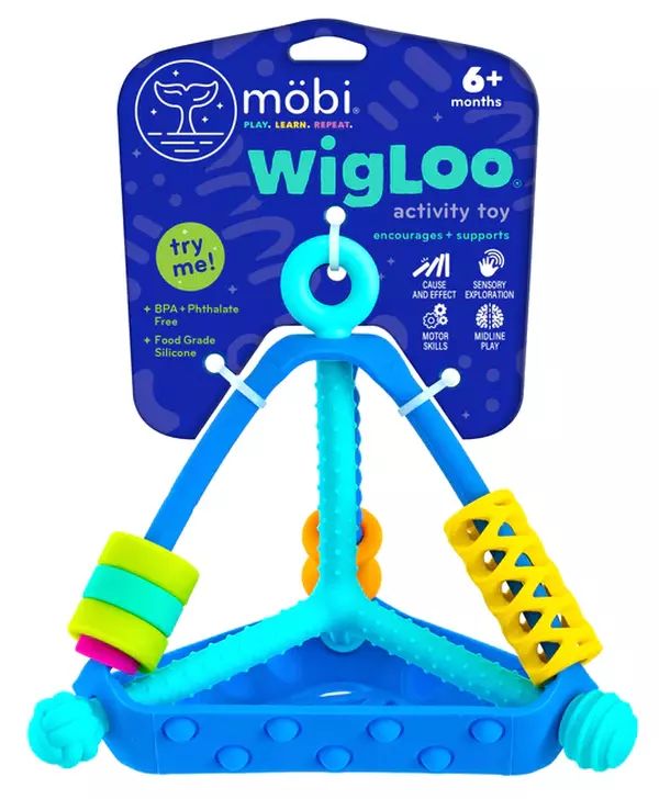 Wigloo - Szenzoros szilikon rágóka - Piramis, mozgó elemekkel