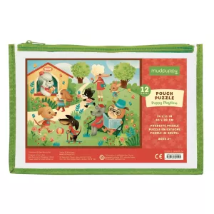 Utazó puzzle cipzáras tasakban - Játékos kutyák - 12db