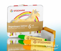 Stockmar 100 - Szivárvány válogatás - 6+2 színű méhviaszkréta és tégla