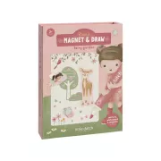 Mágneses rajzoló készlet letörölhető filccel - Fairy garden - Rosa
