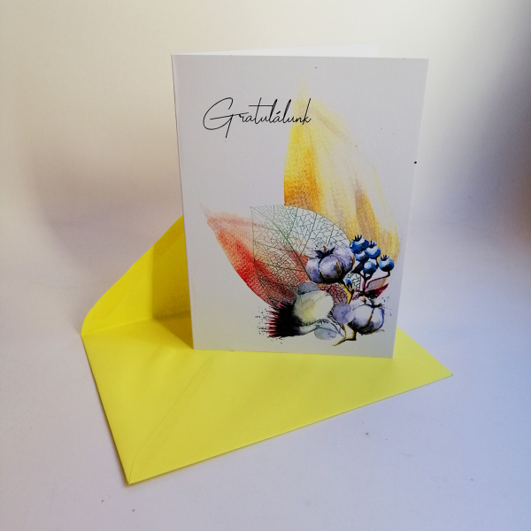 Papetri képeslap - Gratuláció gyapot virággal