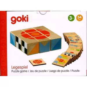 Kockakirakó és feladatkártyák fából 