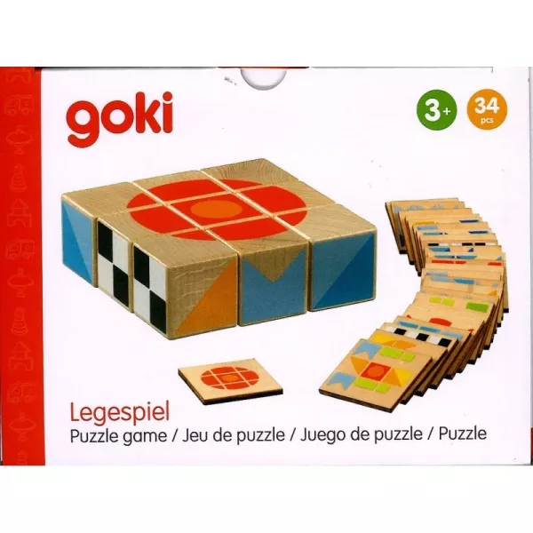 Kockakirakó és feladatkártyák fából 