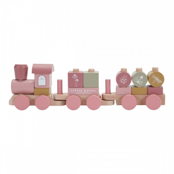 Fa játék vonat építőelemekkel - Pink