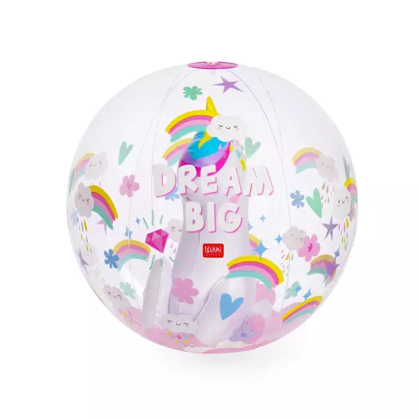Felfújható strandlabda gliterrel - Unikornis - 40cm