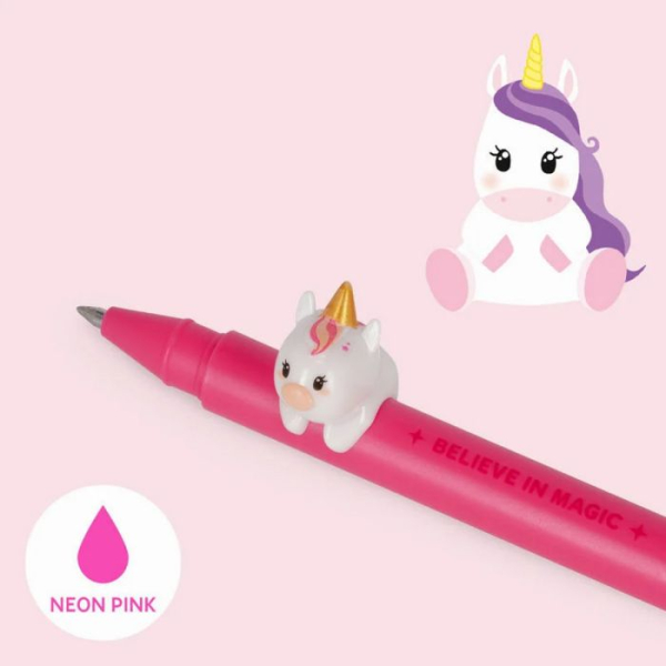 Legami - zselés toll gyűjthető figurával - neon pink tinta - Unikornis