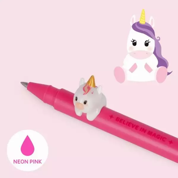 Legami - zselés toll gyűjthető figurával - neon pink tinta - Unikornis