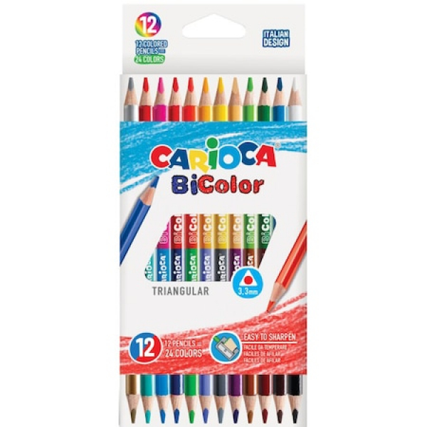 Carioca - Kétvégű, háromszögletű színesceruza készlet - 12db