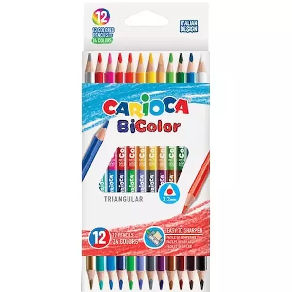 Carioca - Kétvégű, háromszögletű színesceruza készlet - 12db