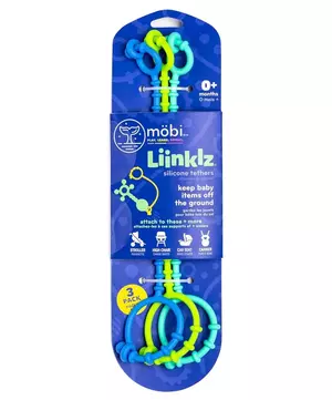 Liinklz - Szenzoros szilikon rágóka - Babakocsira, etetőszékre rögzíthető - Zöld