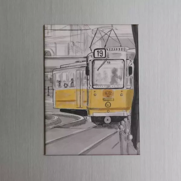 Pagony Art - Hűtőmágnes – Pesti mese – villamos