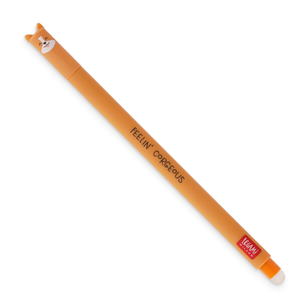 Legami - radírozható zselés toll - fekete tinta - Corgi kutya