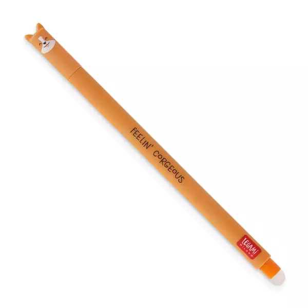 Legami - radírozható zselés toll - fekete tinta - Corgi kutya