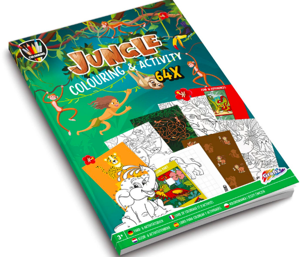 Színező könyv fejlesztő feladatokkal - Dzsungel - 64 oldal
