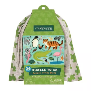 Utazó puzzle vászon táskában - A világ állatai - 36db