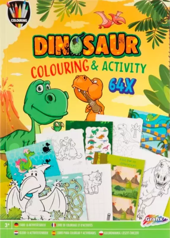 Színező könyv fejlesztő feladatokkal - Dinoszauruszok - 64 oldal