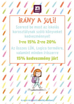 15-20% kedvezmény az iskolába készülőknek